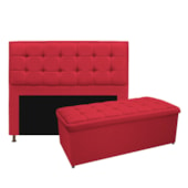 Kit Cabeceira e Calçadeira Copenhague 140 cm Casal Suede Vermelho AM Decor