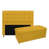 Kit Cabeceira e Calçadeira Copenhague 160 cm Queen Size Suede Amarelo AM Decor