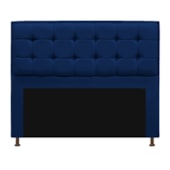 Kit Cabeceira e Calçadeira Copenhague 160 cm Queen Size Suede Azul Marinho AM Decor