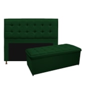 Kit Cabeceira e Calçadeira Copenhague 160 cm Queen Size Suede Verde AM Decor