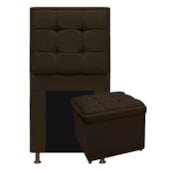 Kit Cabeceira e Calçadeira Copenhague 90 cm Solteiro Corano Marrom AM Decor