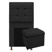 Kit Cabeceira e Calçadeira Copenhague 90 cm Solteiro Corano Preto AM Decor