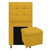 Kit Cabeceira e Calçadeira Copenhague 90 cm Solteiro Suede Amarelo AM Decor