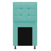 Kit Cabeceira e Calçadeira Copenhague 90 cm Solteiro Suede Azul Tiffany AM Decor