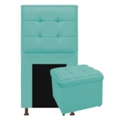 Kit Cabeceira e Calçadeira Copenhague 90 cm Solteiro Suede Azul Tiffany AM Decor
