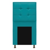 Kit Cabeceira e Calçadeira Copenhague 90 cm Solteiro Suede Azul Turquesa AM Decor