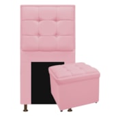 Kit Cabeceira e Calçadeira Copenhague 90 cm Solteiro Suede Rosa Bebê AM Decor