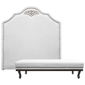 Kit Cabeceira e Calçadeira King Orlando P02 195 cm para cama Box Suede Branco - Amarena Móveis