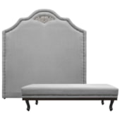 Kit Cabeceira e Calçadeira King Orlando P02 195 cm para cama Box Suede Cinza - Amarena Móveis