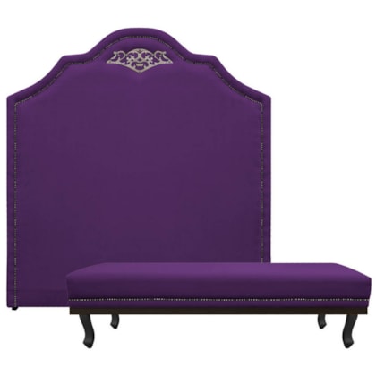 Kit Cabeceira e Calçadeira King Orlando P02 195 cm para cama Box Suede Roxo - Amarena Móveis