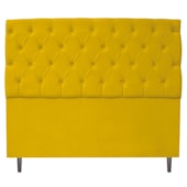 Kit Cabeceira e Calçadeira Liverpool 140 cm Casal Suede Amarelo - Amarena Móveis