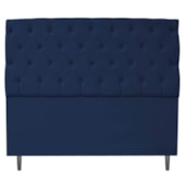 Kit Cabeceira e Calçadeira Liverpool 140 cm Casal Suede Azul Marinho - Amarena Móveis