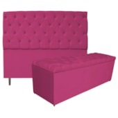 Kit Cabeceira e Calçadeira Liverpool 140 cm Casal Suede Pink - Amarena Móveis