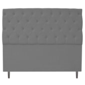 Kit Cabeceira e Calçadeira Liverpool 160 cm Queen Size Linho Chumbo - Amarena Móveis