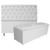 Kit Cabeceira e Calçadeira Liverpool 160 cm Queen Size Suede Branco - Amarena Móveis