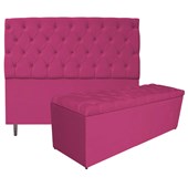 Kit Cabeceira e Calçadeira Liverpool 160 cm Queen Size Suede Pink - Amarena Móveis