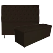 Kit Cabeceira e Calçadeira Liverpool 195 cm King Size Corano Marrom - Amarena Móveis