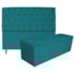 Kit Cabeceira e Calçadeira Liverpool 195 cm King Size Suede Azul Turquesa - Amarena Móveis