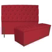 Kit Cabeceira e Calçadeira Liverpool 195 cm King Size Suede Vermelho - Amarena Móveis