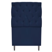 Kit Cabeceira e Calçadeira Liverpool 90 cm Solteiro Suede Azul Marinho - Amarena Móveis