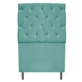 Kit Cabeceira e Calçadeira Liverpool 90 cm Solteiro Suede Azul Tiffany - Amarena Móveis