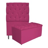 Kit Cabeceira e Calçadeira Liverpool 90 cm Solteiro Suede Pink - Amarena Móveis