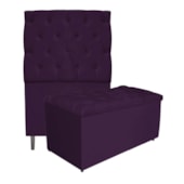 Kit Cabeceira e Calçadeira Liverpool 90 cm Solteiro Suede Roxo - Amarena Móveis