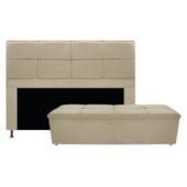 Kit Cabeceira e Calçadeira Munique 140 cm Casal Corano Bege AM Decor