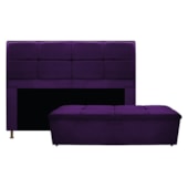 Kit Cabeceira e Calçadeira Munique 140 cm Casal Suede Roxo AM Decor