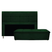 Kit Cabeceira e Calçadeira Munique 140 cm Casal Suede Verde AM Decor