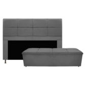 Kit Cabeceira e Calçadeira Munique 160 cm Queen Size Corano Cinza AM Decor