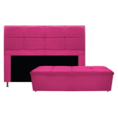 Kit Cabeceira e Calçadeira Munique 160 cm Queen Size Suede Pink AM Decor