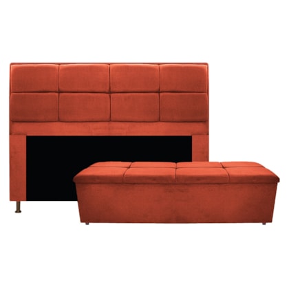 Kit Cabeceira e Calçadeira Munique 160 cm Queen Size Suede Terracota AM Decor