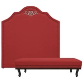 Kit Cabeceira e Calçadeira Queen Orlando P02 160 cm para cama Box Corano Vermelho - Amarena Móveis