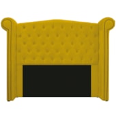 Kit Cabeceira e Calçadeira Veneza 140 cm Casal Suede Amarelo - Amarena Moveis