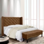 Kit Cabeceira e Recamier Egito SPZ 160cm Suede Caramelo