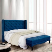 Kit Cabeceira e Recamier Egito SPZ 90cm Suede Azul Marinho