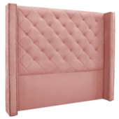 Kit Cabeceira e Recamier Egito SPZ 90cm Veludo Rosa