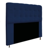 Kit Cabeceira Estofada Mel Cama Box Casal 140 cm mais Calçadeira Baú Mel com Capitonê Suede Azul Marinho para Quarto - AM Decor