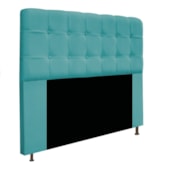 Kit Cabeceira Estofada Mel Cama Box Casal 140 cm mais Calçadeira Baú Mel com Capitonê Suede Azul Turquesa para Quarto - AM Decor