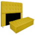 Kit Cabeceira Estofada Mel Cama Box King 195 cm mais Calçadeira Baú Mel com Capitonê Suede Amarelo para Quarto - AM Decor