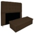 Kit Cabeceira Estofada Mel Cama Box King 195 cm mais Calçadeira Baú Mel com Capitonê Suede Marrom para Quarto - AM Decor