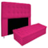 Kit Cabeceira Estofada Mel Cama Box King 195 cm mais Calçadeira Baú Mel com Capitonê Suede Pink para Quarto - AM Decor