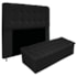 Kit Cabeceira Estofada Mel Cama Box King 195 cm mais Calçadeira Baú Mel com Capitonê Suede Preto para Quarto - AM Decor