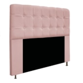 Kit Cabeceira Estofada Mel Cama Box King 195 cm mais Calçadeira Baú Mel com Capitonê Suede Rosê para Quarto - AM Decor