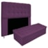 Kit Cabeceira Estofada Mel Cama Box King 195 cm mais Calçadeira Baú Mel com Capitonê Suede Roxo para Quarto - AM Decor