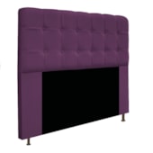 Kit Cabeceira Estofada Mel Cama Box King 195 cm mais Calçadeira Baú Mel com Capitonê Suede Roxo para Quarto - AM Decor
