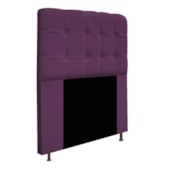 Kit Cabeceira Estofada Mel Cama Box Solteiro 90 cm mais Calçadeira Baú Mel com Capitonê Suede Roxo para Quarto - AM Decor