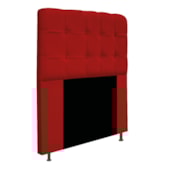 Kit Cabeceira Estofada Mel Cama Box Solteiro 90 cm mais Calçadeira Baú Mel com Capitonê Suede Vermelho para Quarto - AM Decor