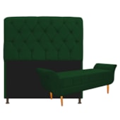 Kit Cabeceira Estofado Lady e Recamier Ari 140 cm Casal Suede Verde - Amarena Móveis